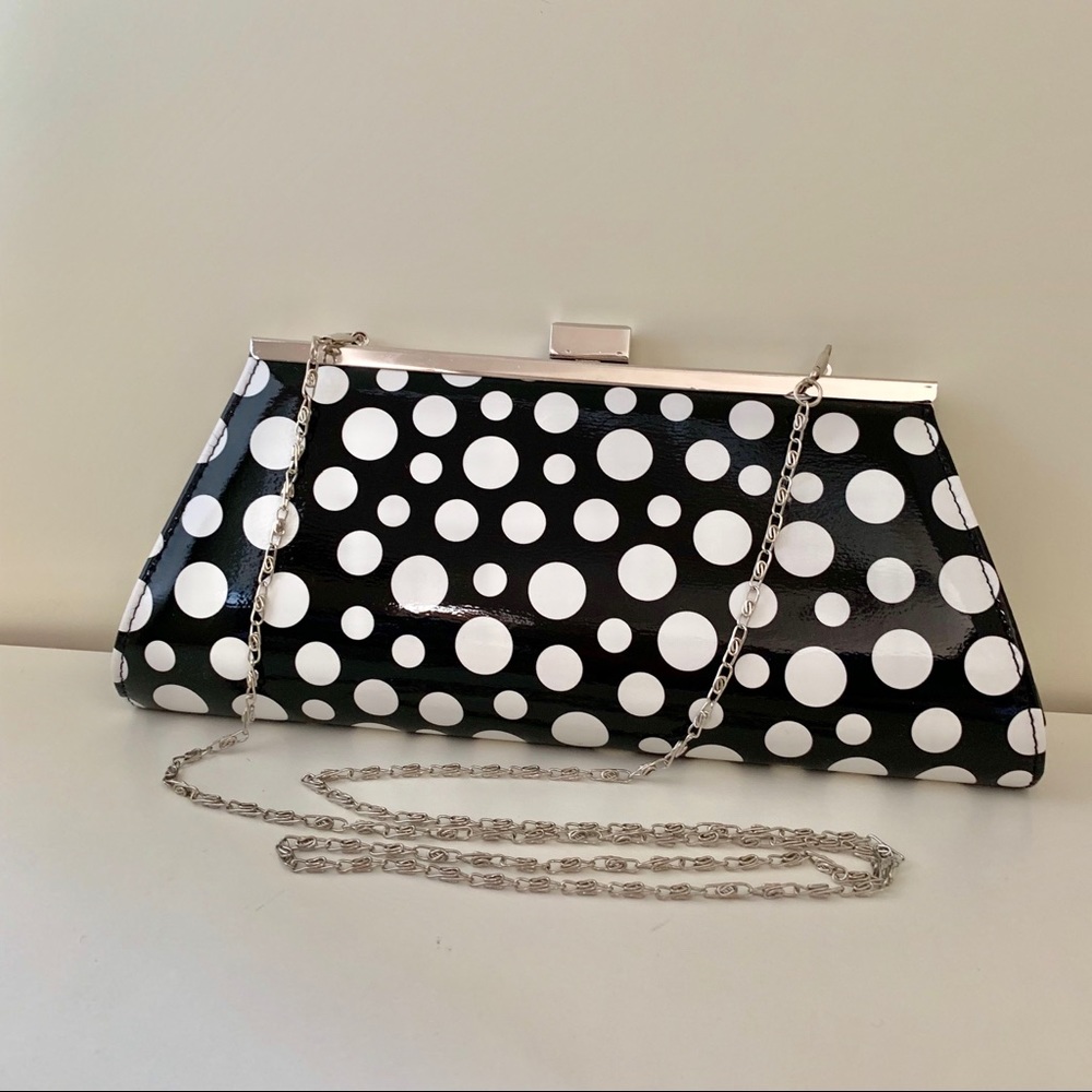 Neiman marcus Patent polka dot shoulder bag